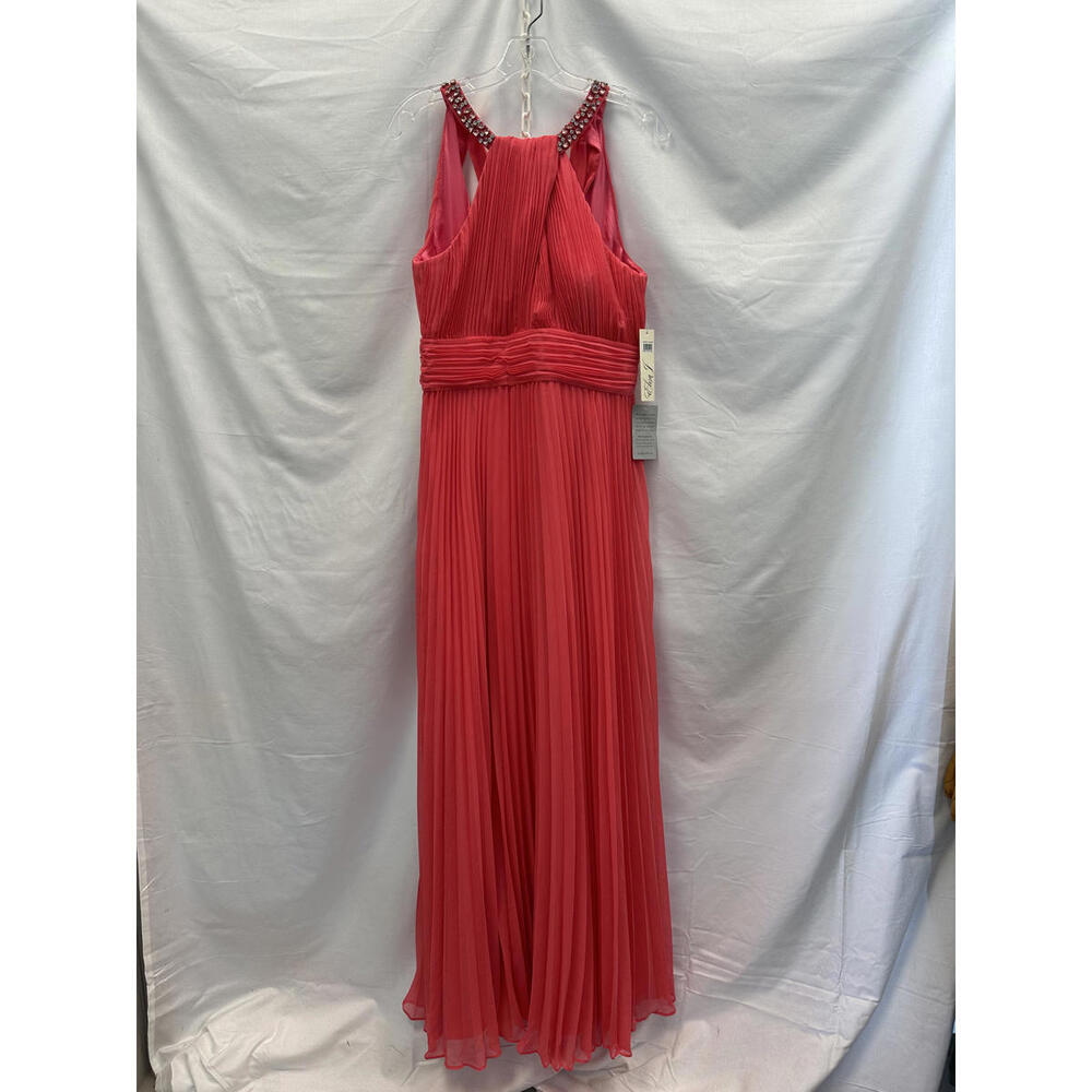Eliza J Pink Crystal Detail Pleated Gown